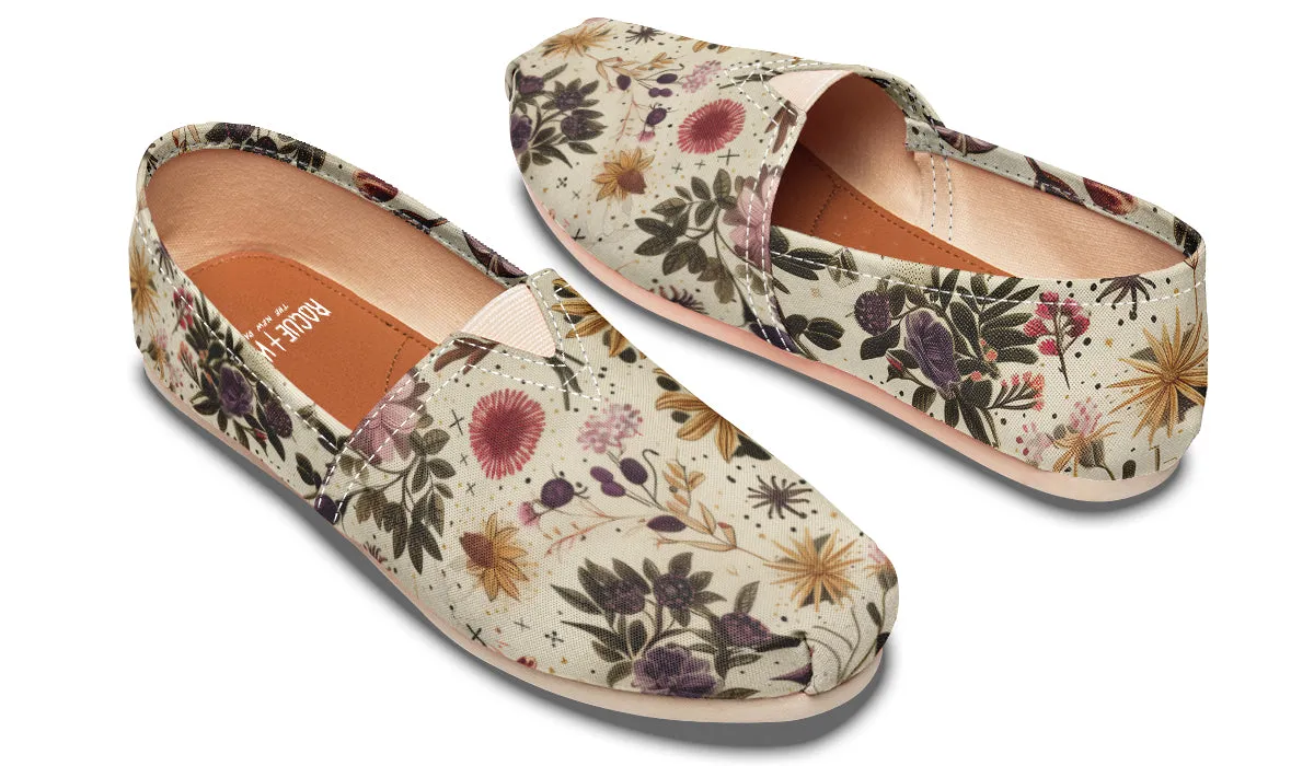 Enchanted Blossoms Espadrilles - Lightweight Canvas Slip-Ons with Elastic V for Easy Comfort