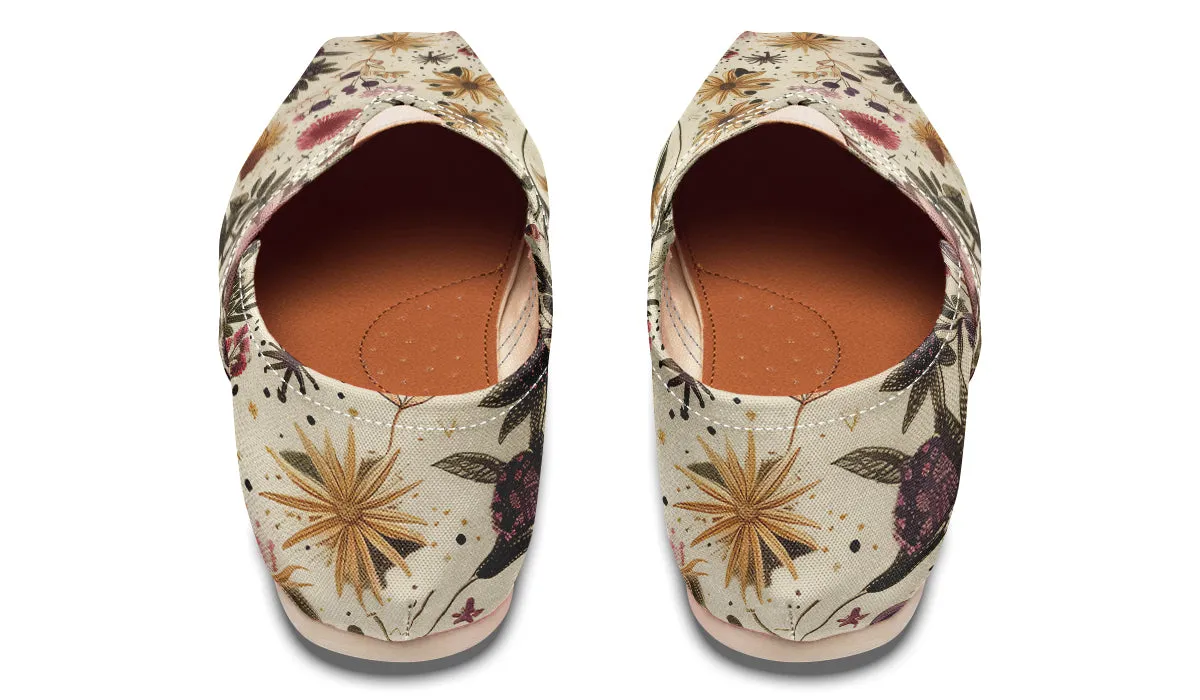 Enchanted Blossoms Espadrilles - Lightweight Canvas Slip-Ons with Elastic V for Easy Comfort