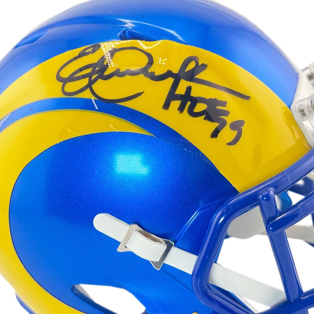 Eric Dickerson Signed HOF 99 Inscription Los Angeles Rams Speed Mini Football Helmet (Beckett)