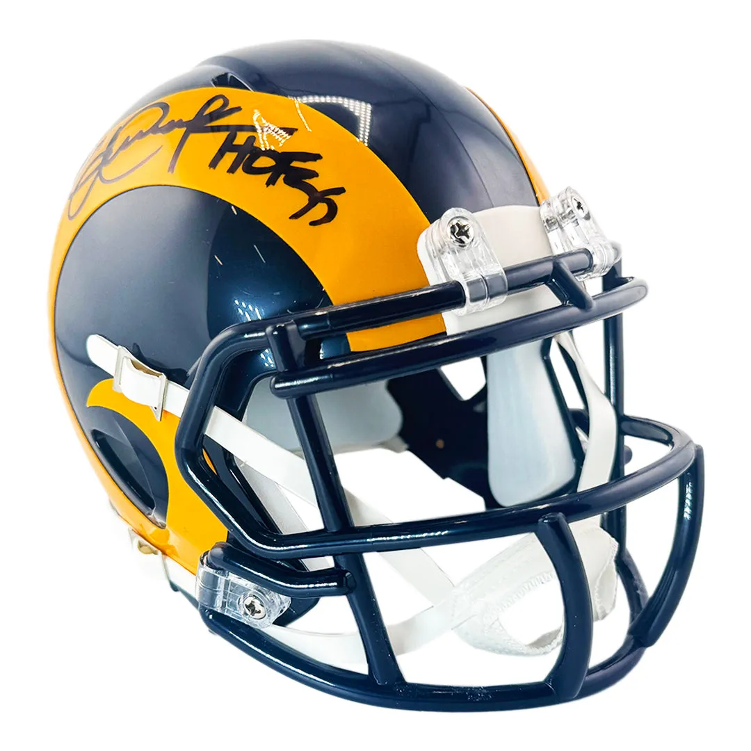 Eric Dickerson Signed HOF 99 Inscription Los Angeles Rams Throwback 81-99 Speed Mini Football Helmet (Beckett)