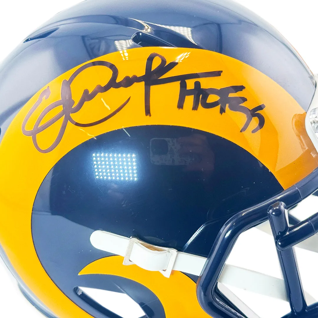 Eric Dickerson Signed HOF 99 Inscription Los Angeles Rams Throwback 81-99 Speed Mini Football Helmet (Beckett)