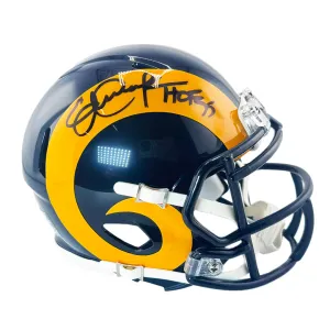 Eric Dickerson Signed HOF 99 Inscription Los Angeles Rams Throwback 81-99 Speed Mini Football Helmet (Beckett)