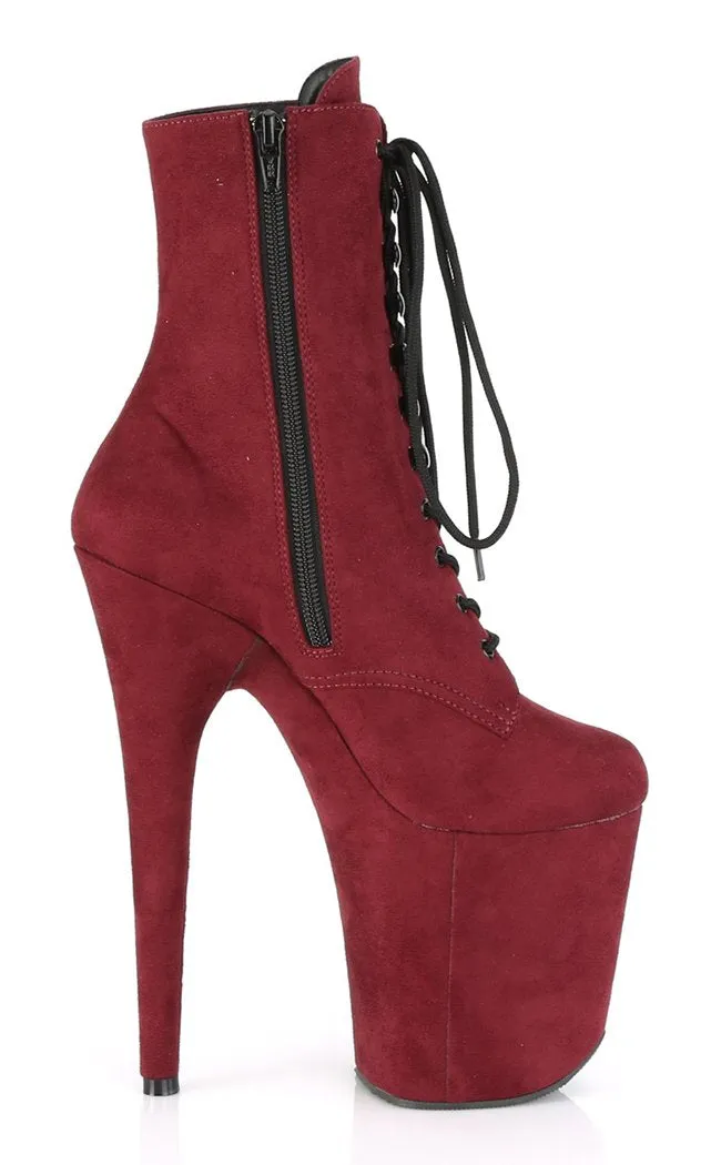 FLAMINGO-1020FS Burgundy Suede Ankle Boots