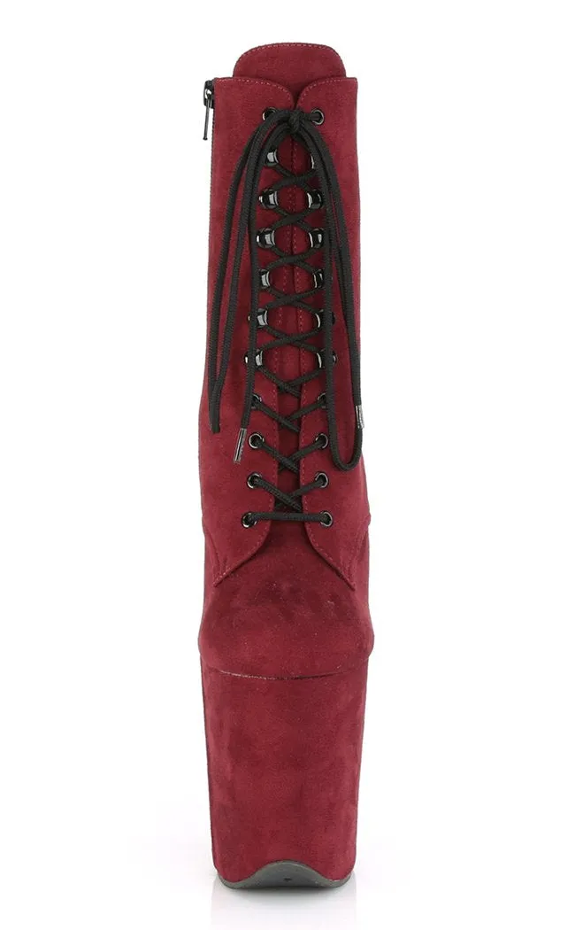 FLAMINGO-1020FS Burgundy Suede Ankle Boots