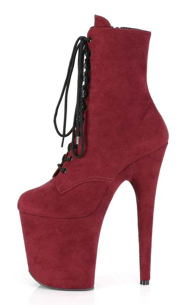 FLAMINGO-1020FS Burgundy Suede Ankle Boots