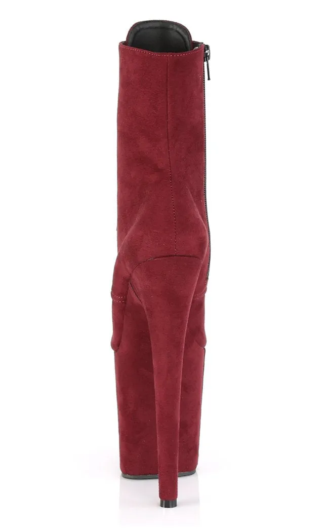 FLAMINGO-1020FS Burgundy Suede Ankle Boots