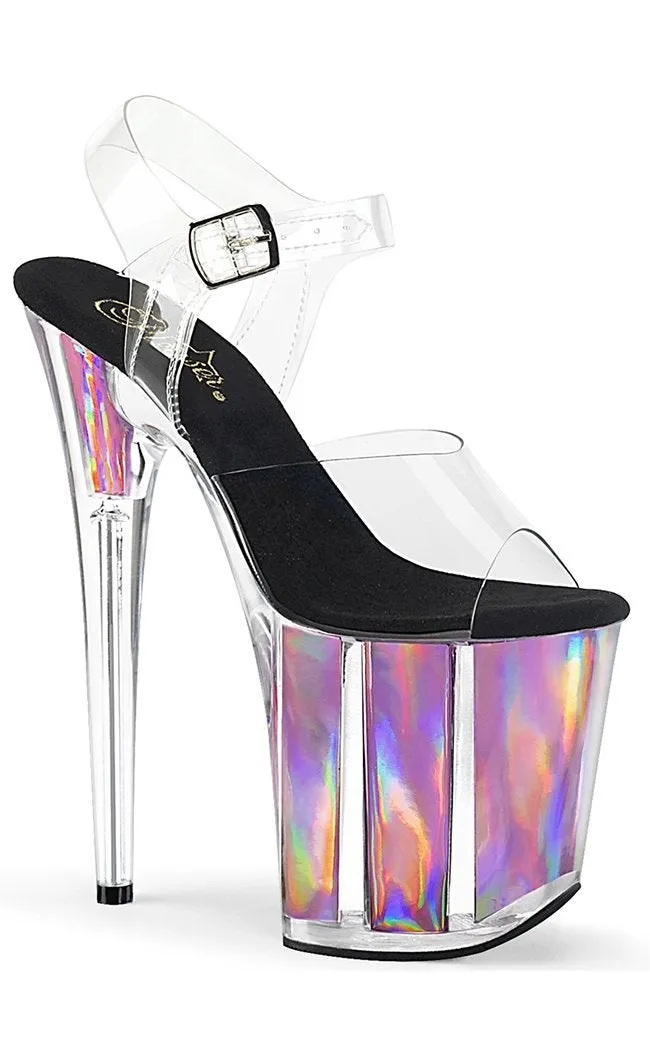 FLAMINGO-808HGI Baby Pink Holo Platform Heels