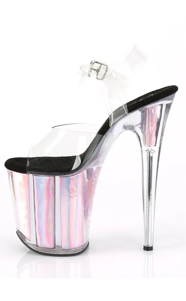 FLAMINGO-808HGI Baby Pink Holo Platform Heels