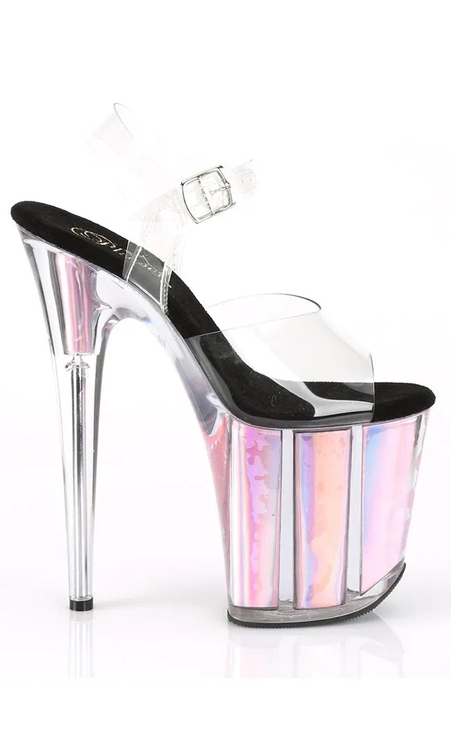 FLAMINGO-808HGI Baby Pink Holo Platform Heels