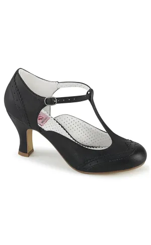 FLAPPER-26 Black T Strap Pumps