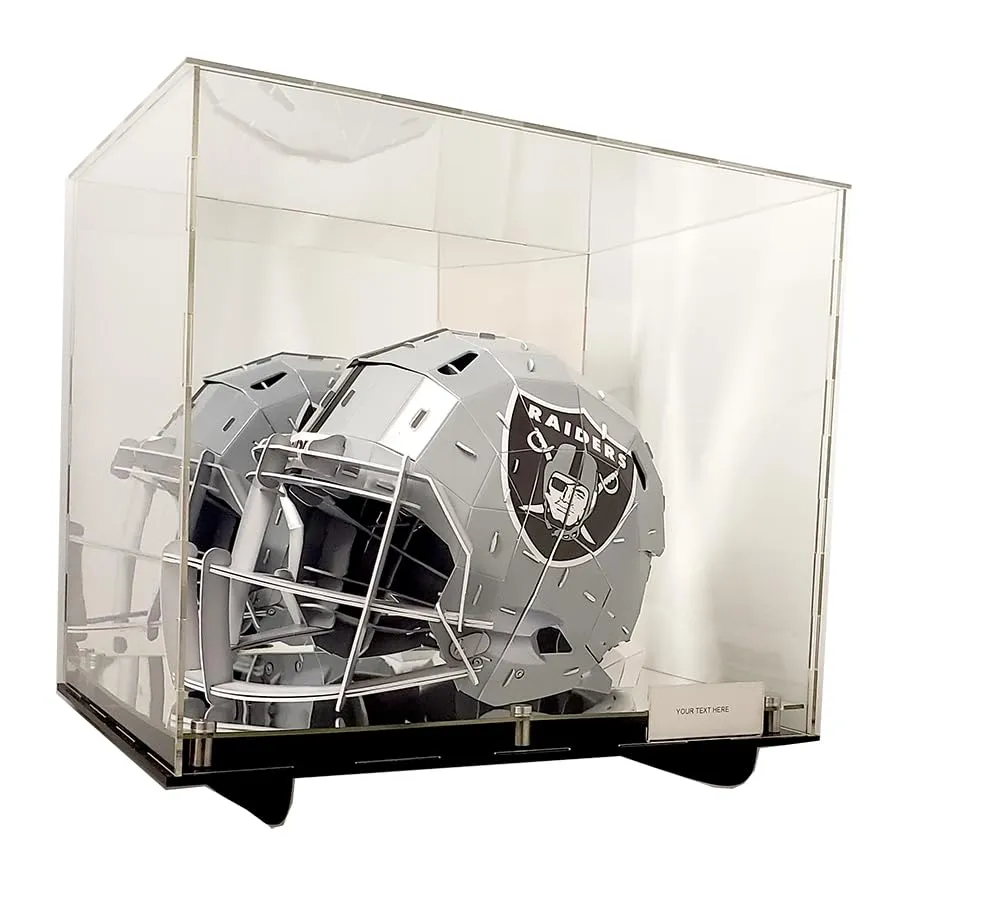 Football Helmet Acrylic Display Case with Wall Mount Box Mirror 2 Level Riser Showcase Shoes UV Protection