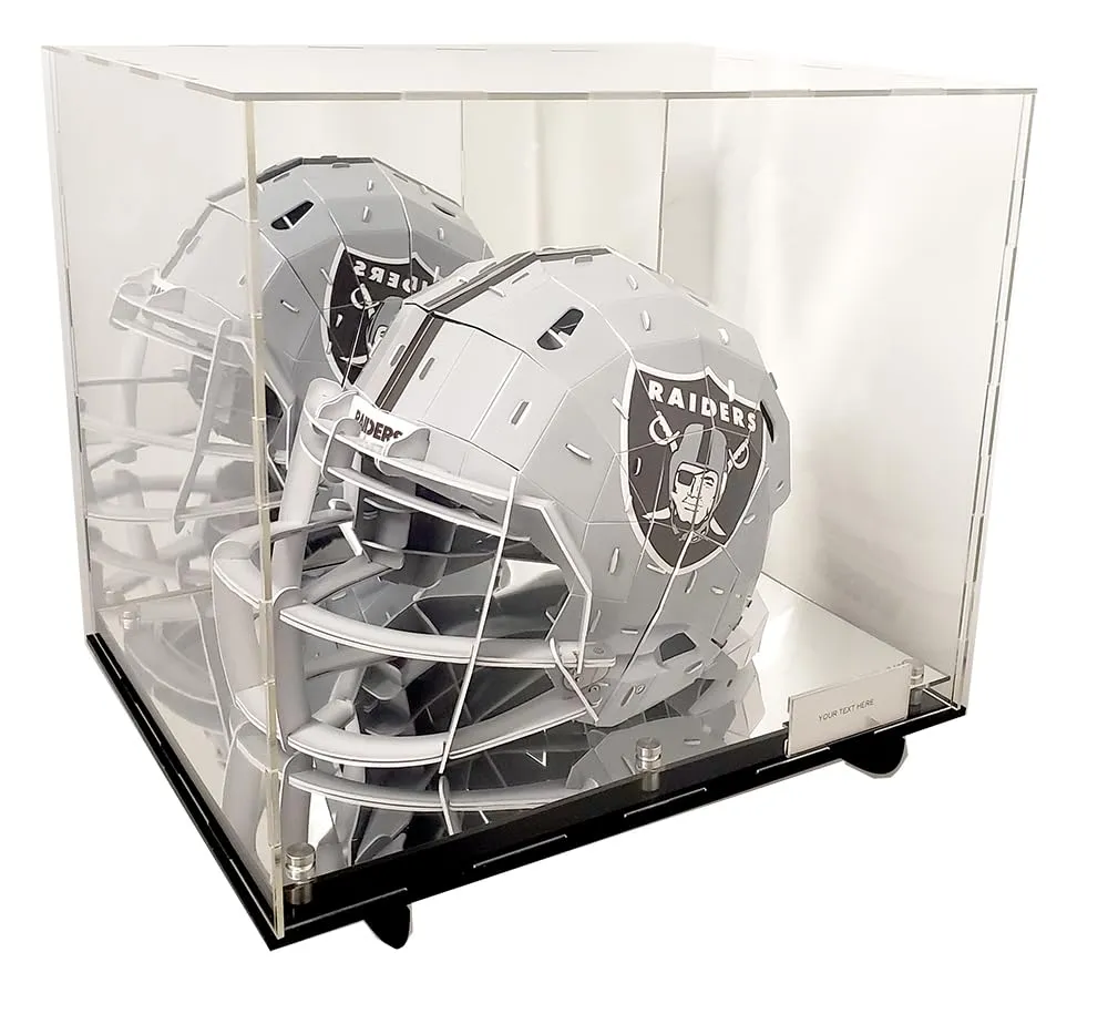 Football Helmet Acrylic Display Case with Wall Mount Box Mirror 2 Level Riser Showcase Shoes UV Protection