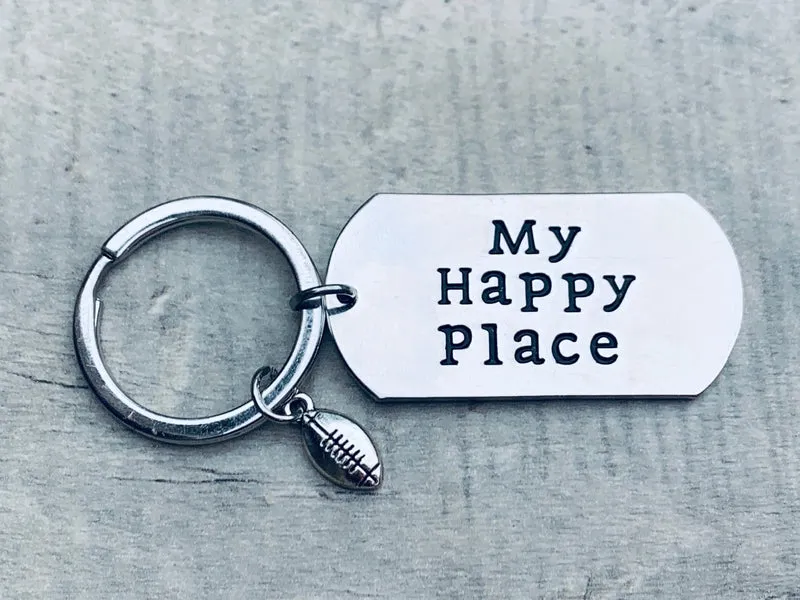 Football Keychain - My Happy Place Charm Keychain - Pick Charm