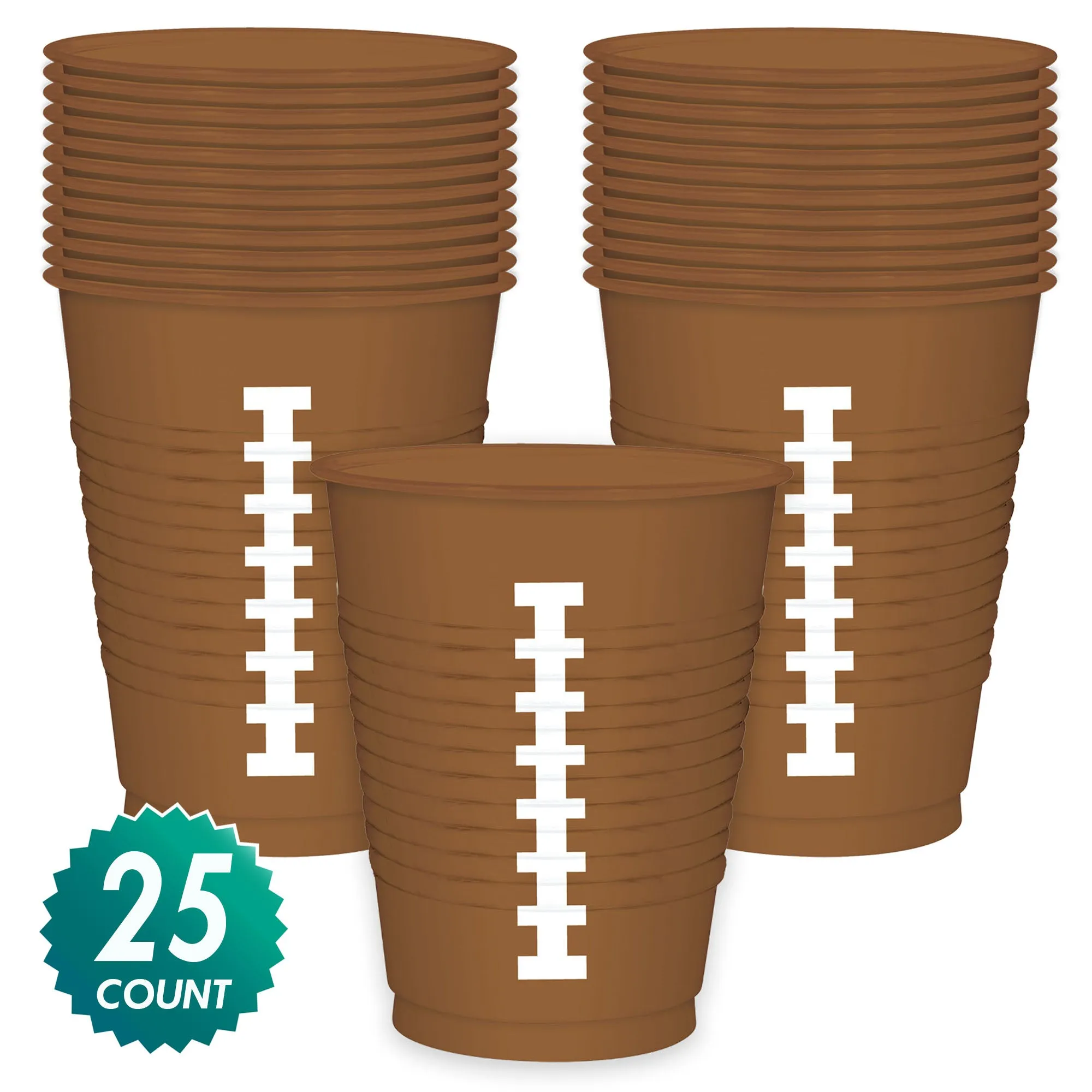 Football Party Supplies Plastic 16 Ounce Beverage Cups, 25 Count