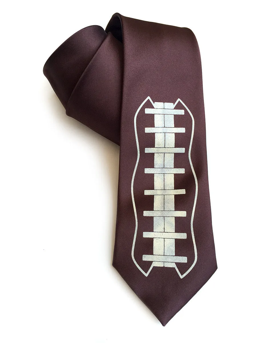 Football tie. Football lacing print silk necktie.