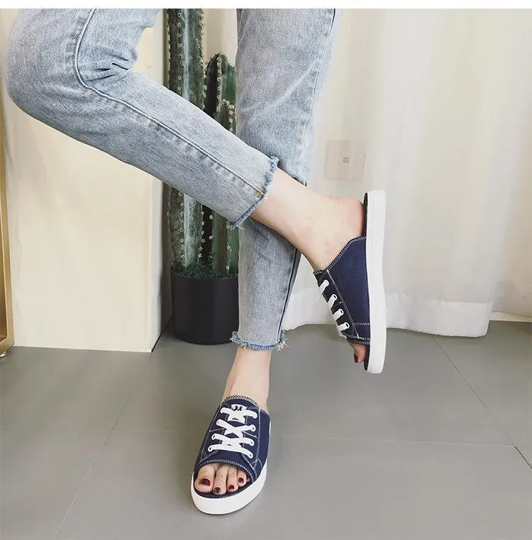 Half Slipper Fashion Wears Wild Casual Canvas Sandals