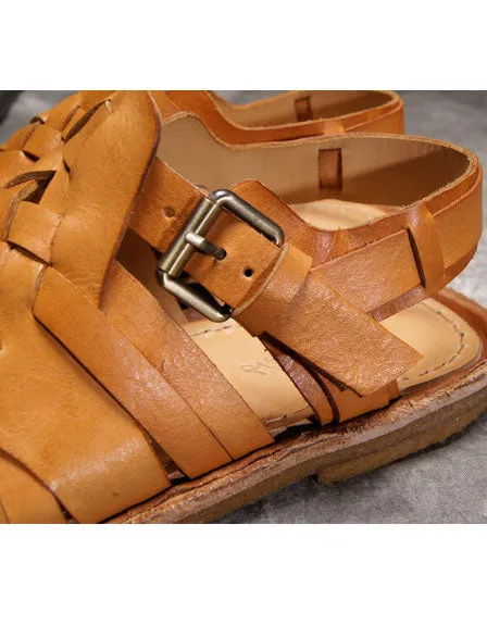 Handmade Woven Vintage Roman Sandals Slingback for Men