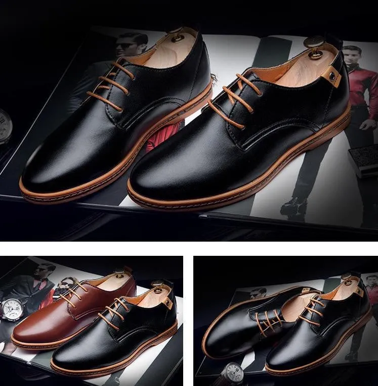 Hot Sale New Fashion Men Leather Shoes Spring/Autumn Men Casual Flat Patent Leather Oxford Men Shoes