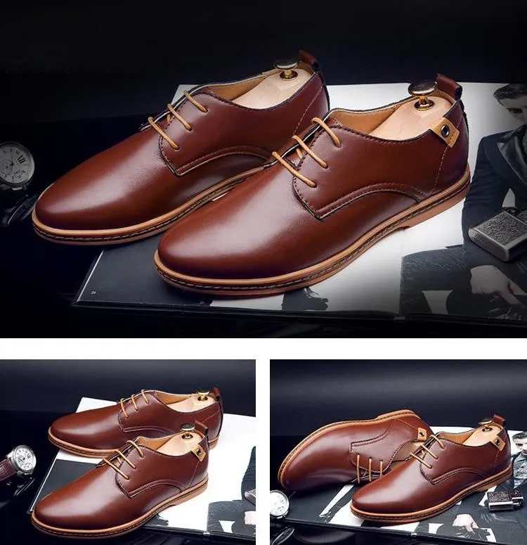 Hot Sale New Fashion Men Leather Shoes Spring/Autumn Men Casual Flat Patent Leather Oxford Men Shoes