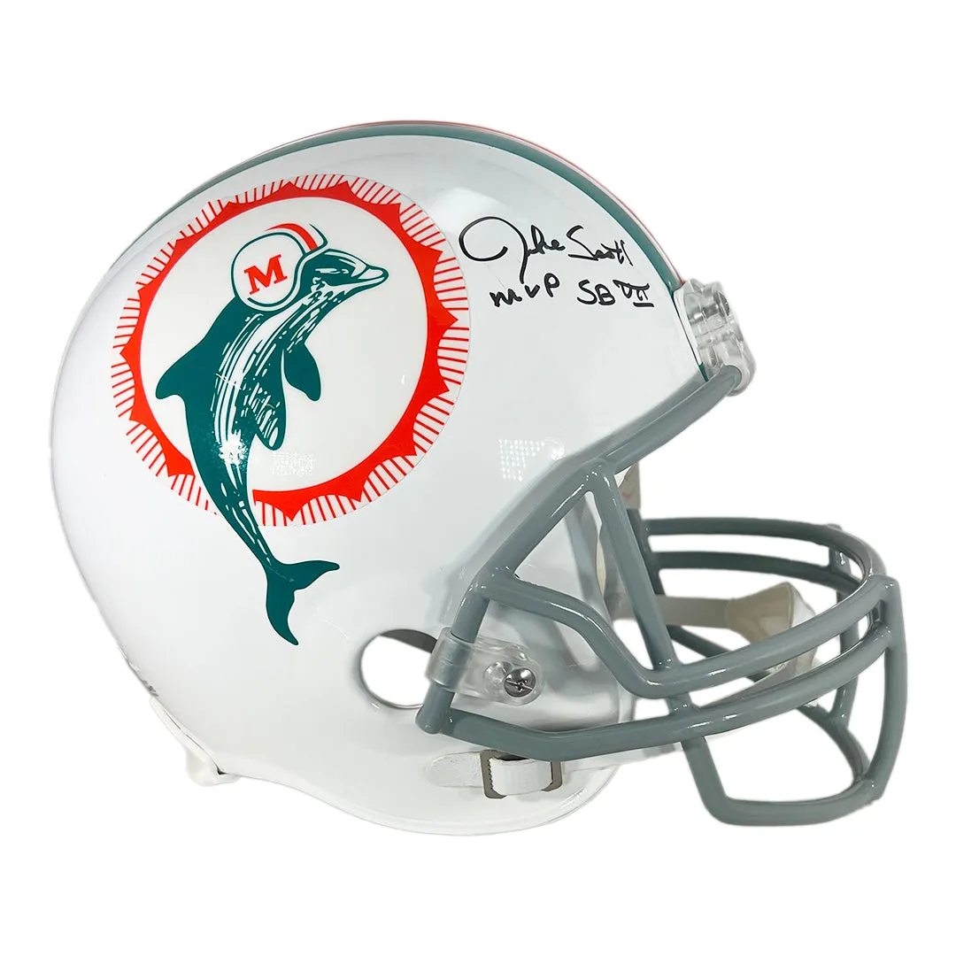 Jake Scott Signed MVP SB VII Inscription Miami Dolphins Throwback 1972 Full-Size Replica Football Helmet (Beckett)