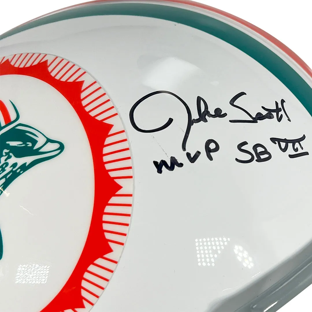 Jake Scott Signed MVP SB VII Inscription Miami Dolphins Throwback 1972 Full-Size Replica Football Helmet (Beckett)