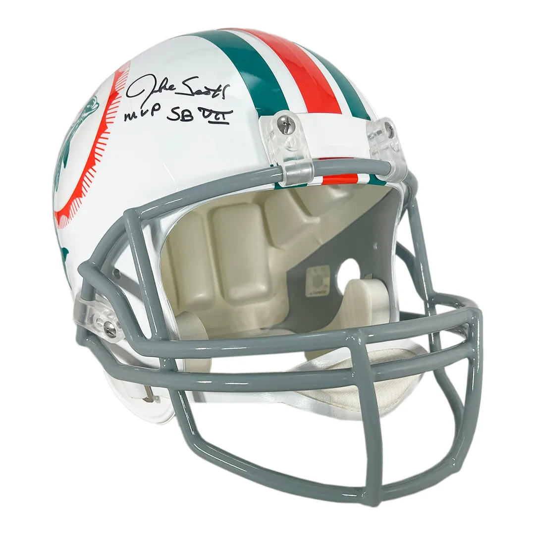 Jake Scott Signed MVP SB VII Inscription Miami Dolphins Throwback 1972 Full-Size Replica Football Helmet (Beckett)