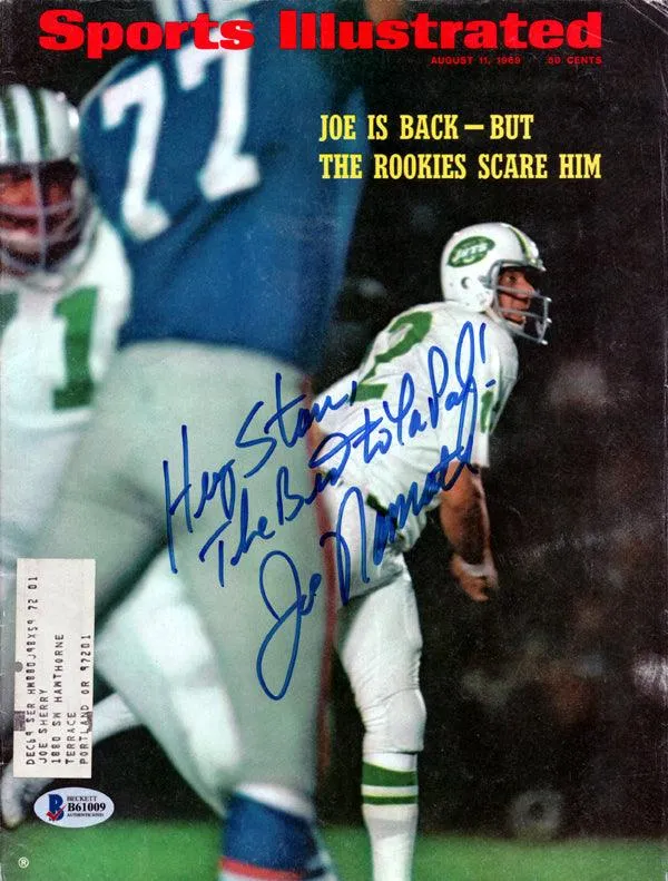 Joe Namath Autographed Sports Illustrated Magazine New York Jets "To Stan" Beckett BAS #B61009