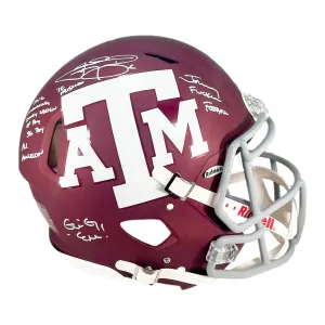 Johnny Manziel Signed Multi-Inscription Red Texas A&M Authentic Speed Full-Size Football Helmet (JSA)