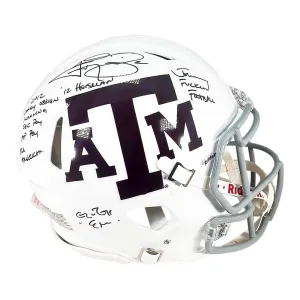 Johnny Manziel Signed Multi-Inscription White Texas A&M Authentic Speed Full-Size Football Helmet (JSA)