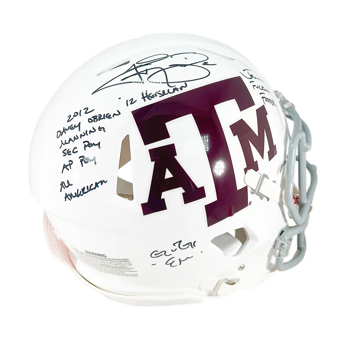 Johnny Manziel Signed Multi-Inscription White Texas A&M Authentic Speed Full-Size Football Helmet (JSA)