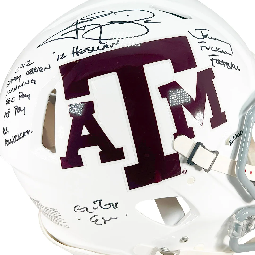 Johnny Manziel Signed Multi-Inscription White Texas A&M Authentic Speed Full-Size Football Helmet (JSA)