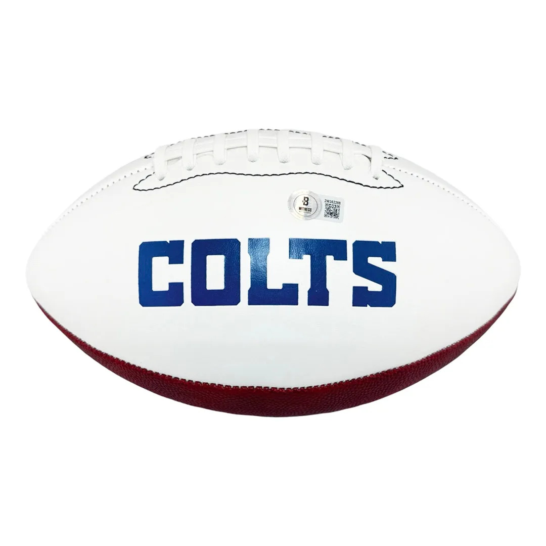 Joseph Addai Signed Indianapolis Colts Official NFL Team Logo White Football (Beckett)