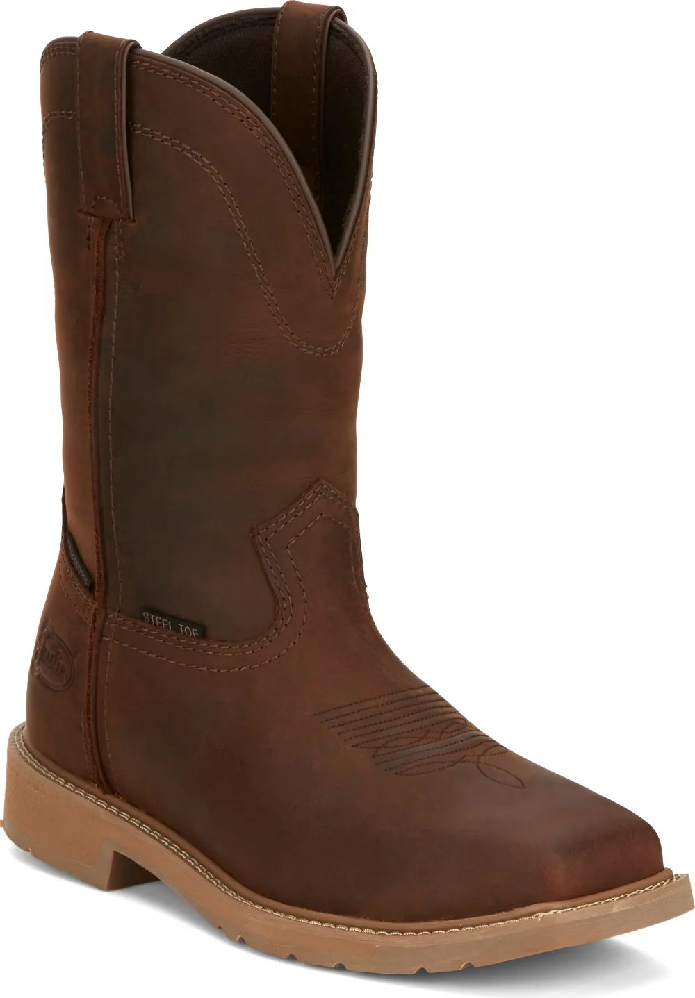 'Justin' Men's 11" Buster Water Buffalo EH WP Steel Toe - Pecan Brown