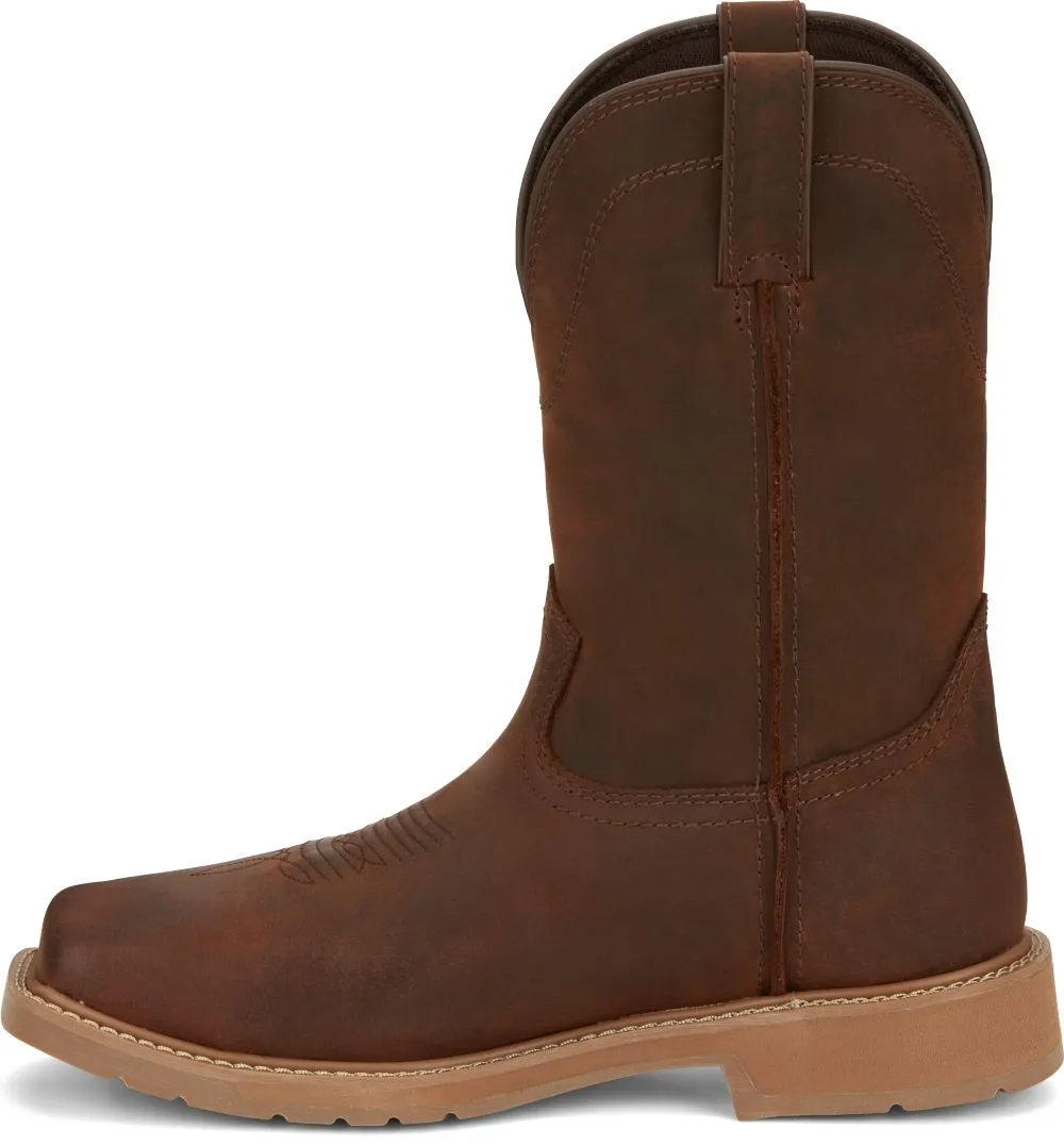 'Justin' Men's 11" Buster Water Buffalo EH WP Steel Toe - Pecan Brown