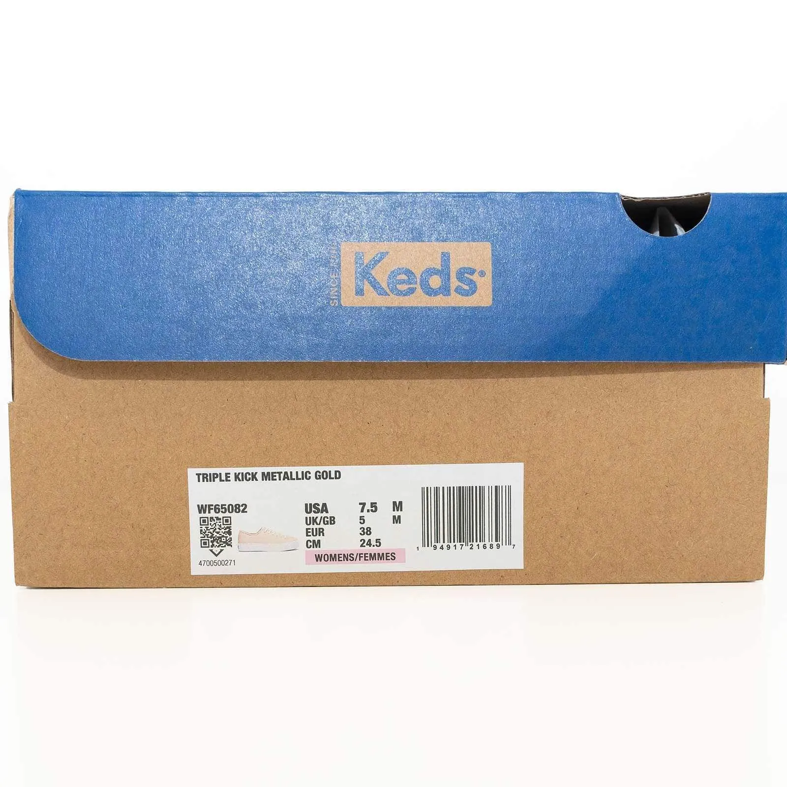 Keds Shoes Triple Kick Gold Metallic Canvas Trainers