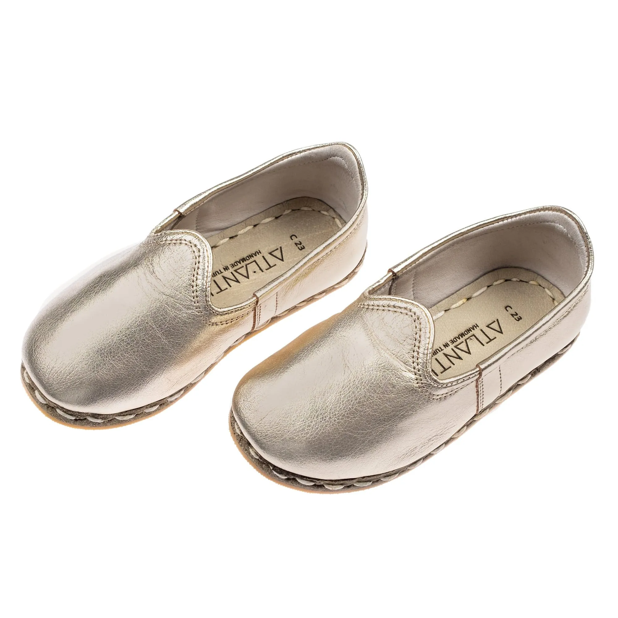 Kids Gold Leather Shoes