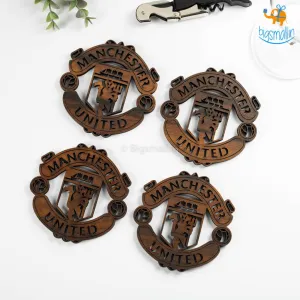 Laser Cut Manchester United Wooden Coasters - Set of 4