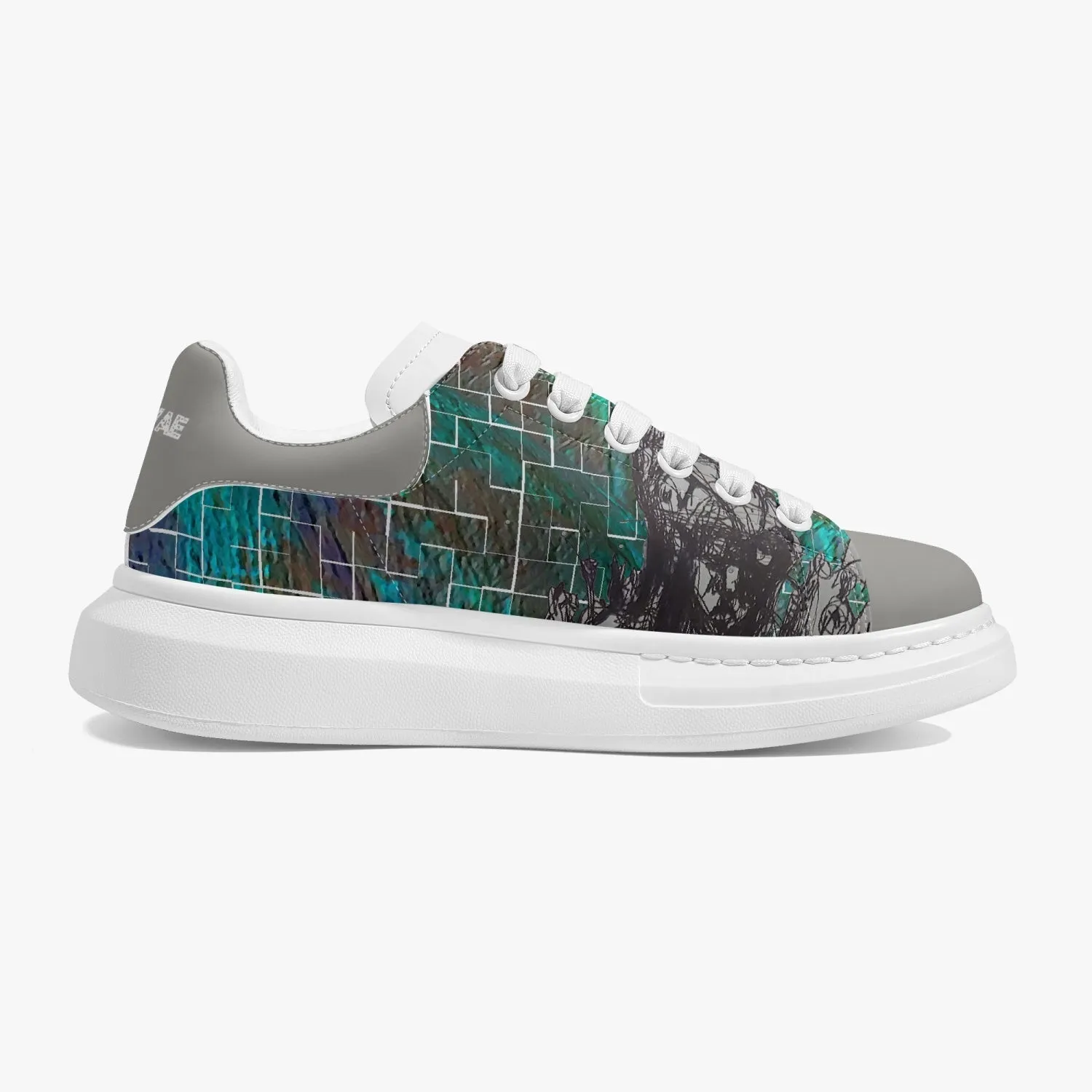 Lifestyle Low-Top Leather Sneakers Green tiled