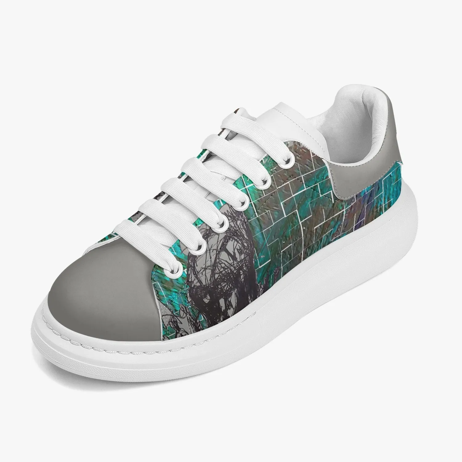 Lifestyle Low-Top Leather Sneakers Green tiled