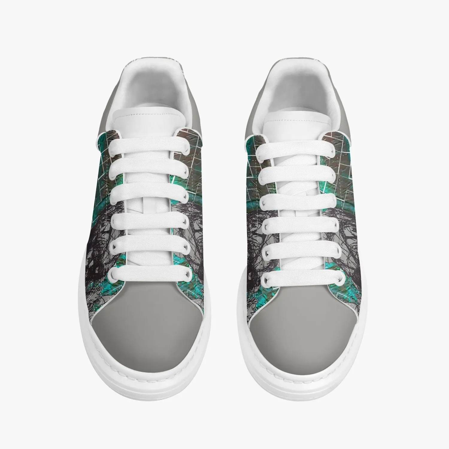 Lifestyle Low-Top Leather Sneakers Green tiled