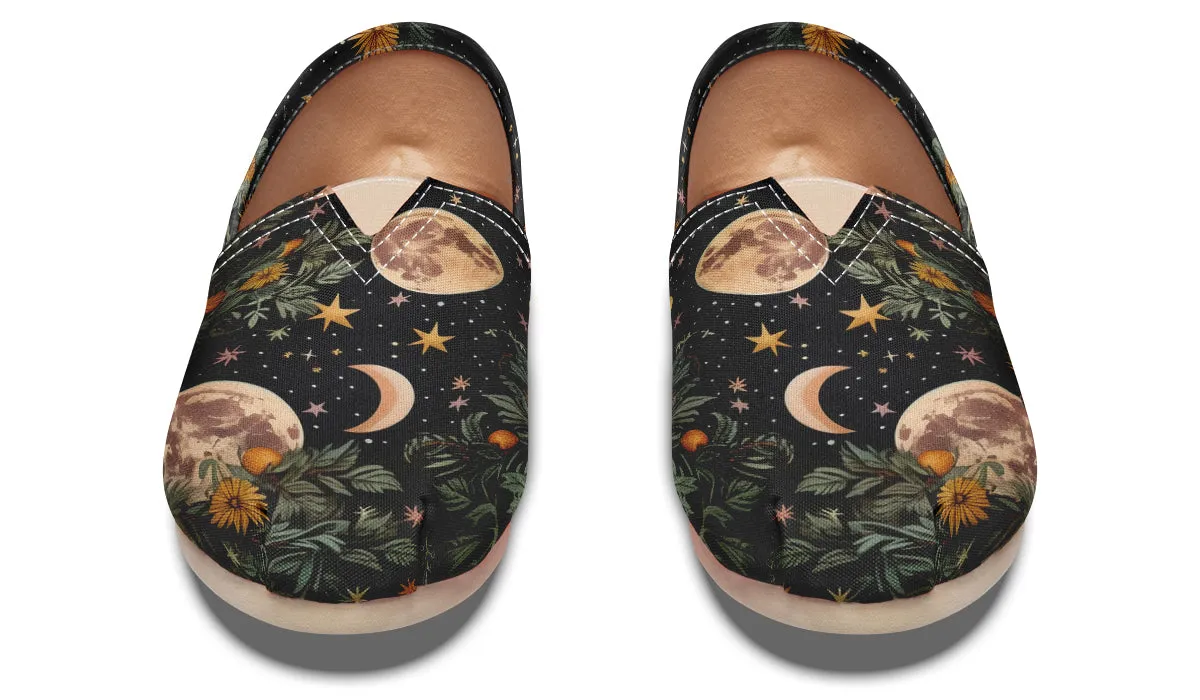 Lunar Meadow Espadrilles - Lightweight Canvas Slip-Ons with Elastic V for Easy Comfort