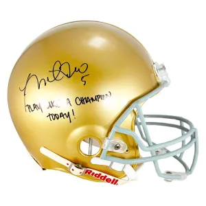 Manti Te'o Signed Play Like a Champion Today! Inscription Notre Dame Fighting Irish Authentic Full-Size Football Helmet (JSA)