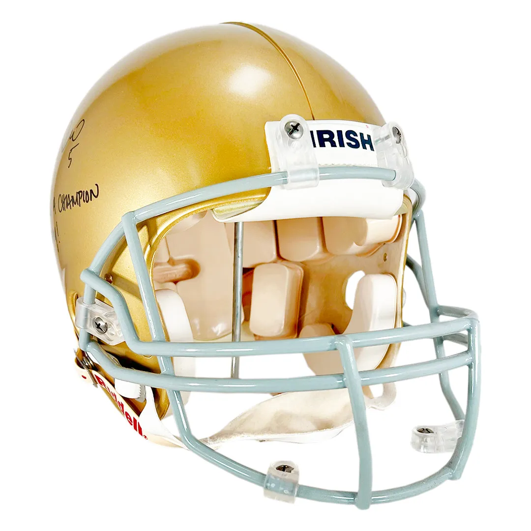 Manti Te'o Signed Play Like a Champion Today! Inscription Notre Dame Fighting Irish Authentic Full-Size Football Helmet (JSA)