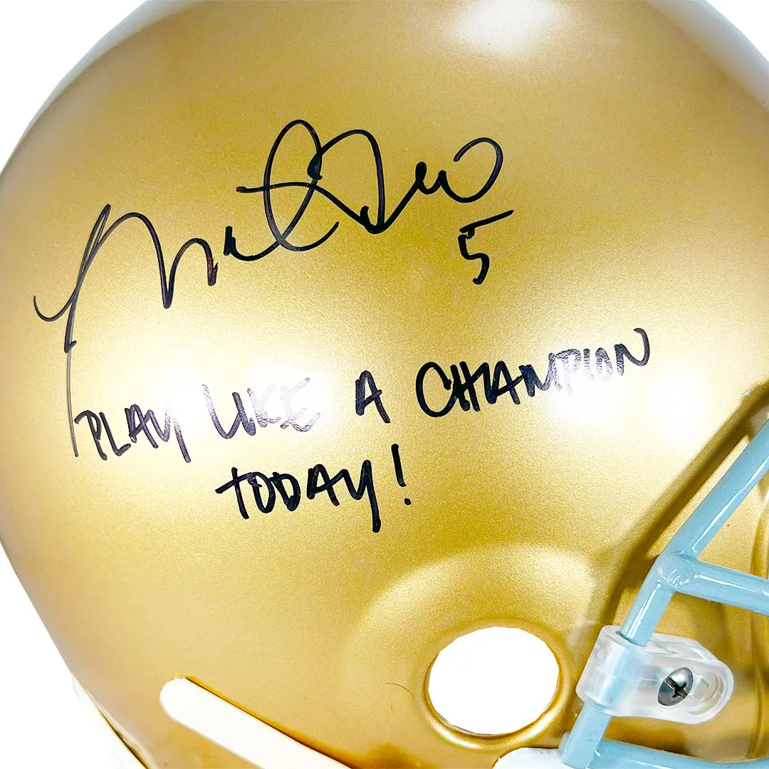 Manti Te'o Signed Play Like a Champion Today! Inscription Notre Dame Fighting Irish Authentic Full-Size Football Helmet (JSA)