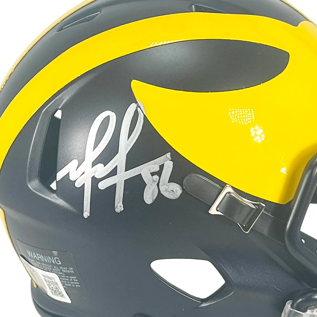 Mario Manningham Signed Michigan Wolverines Speed Mini Football Helmet (Beckett)