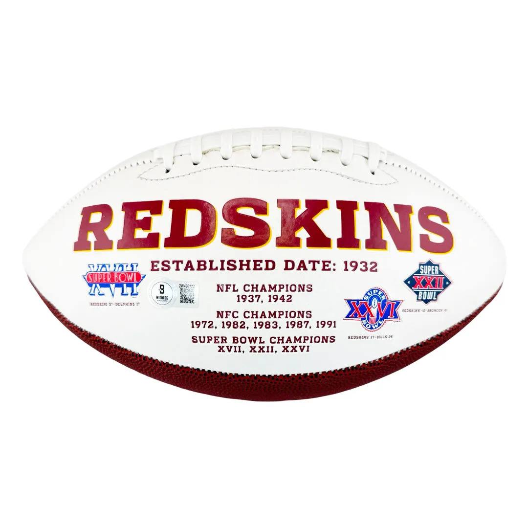 Mark Rypien Signed SB XXVI MVP Inscription Washington Redskins Official NFL Team Logo White Football (Beckett)