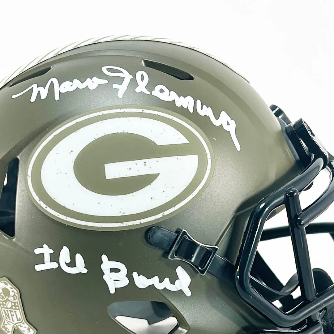 Marv Fleming Signed Ice Bowl Inscription Green Bay Packers Salute to Service Mini Football Helmet (JSA)