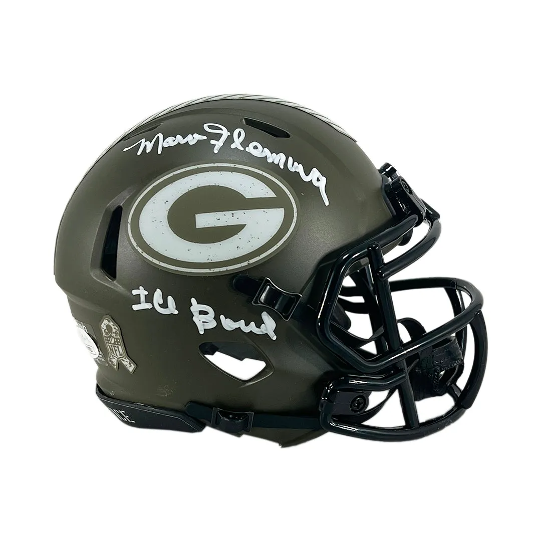 Marv Fleming Signed Ice Bowl Inscription Green Bay Packers Salute to Service Mini Football Helmet (JSA)