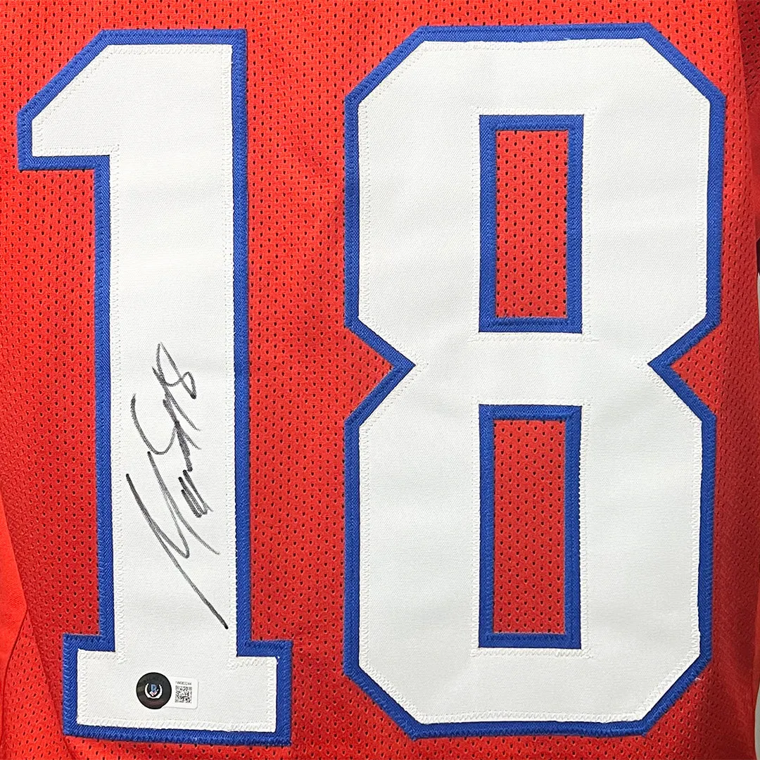 Matthew Slater Signed New England Red Football Jersey (Beckett)