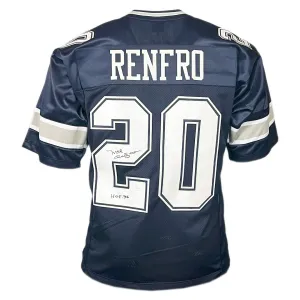 Mel Renfro Signed HOF 96 Inscribed Dallas Navy Football Jersey (JSA)